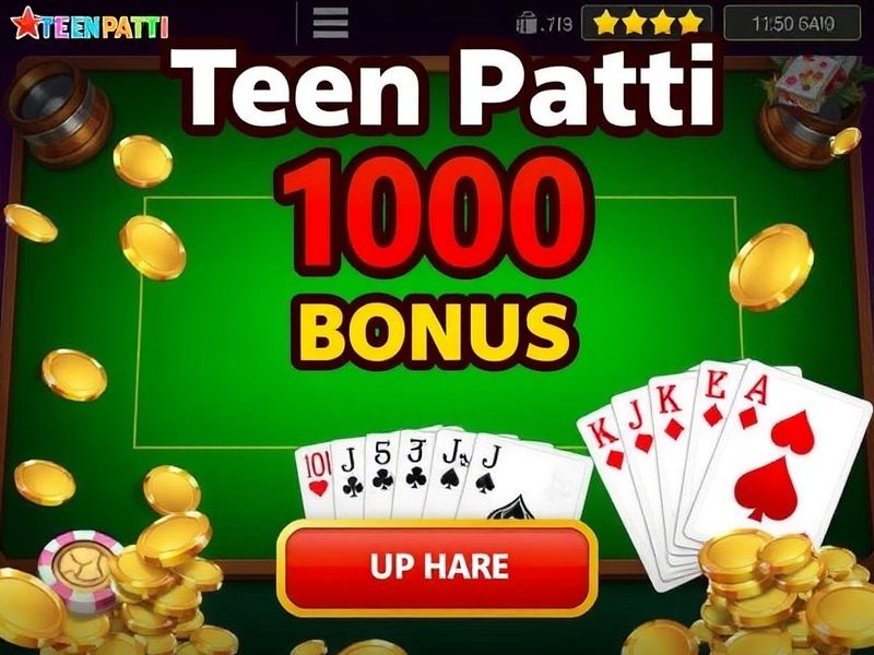 Teen Patti 100 Bonus brings exciting rewards for your gaming experience! Enjoy the classic Teen Patti game with a special 100% bonus.